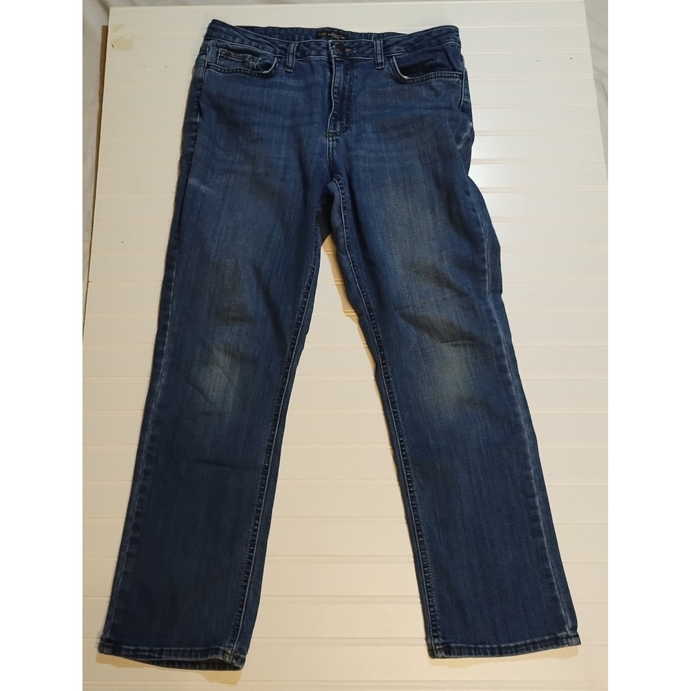Lee Regular Fit Straight Leg‎ Mid Rise Distressed Denim Jeans Women's Size 14 M